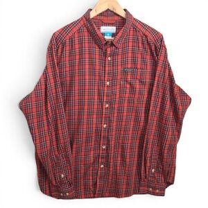 Columbia Shirt‎ Mens XL Red Plaid Button Up Long Sleeve Pocket Casual Stretch
